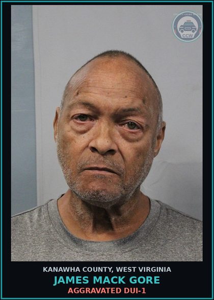 CCW arrest card for James Mack Gore in Kanawha County: AGGRAVATED DUI-1