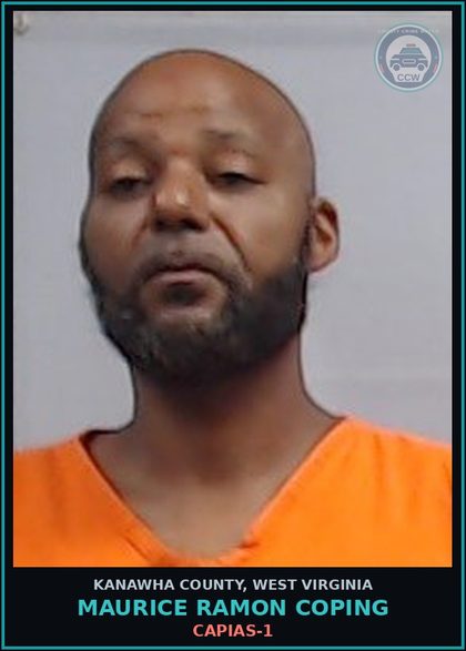 CCW arrest card for Maurice Ramon Coping in Kanawha County: CAPIAS-1