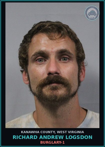CCW arrest card for Richard Andrew Logsdon in Kanawha County: BURGLARY-1