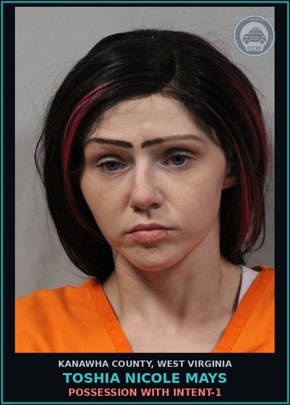 CCW arrest card for Toshia Nicole Mays in Kanawha County: POSSESSION WITH INTENT-1