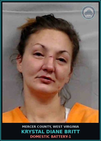 CCW arrest card for Krystal Diane Britt in Mercer County: DOMESTIC BATTERY-1