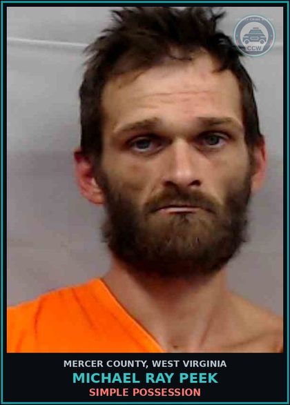 CCW arrest card for Michael Ray Peek in Mercer County: NO INSURANCE-1