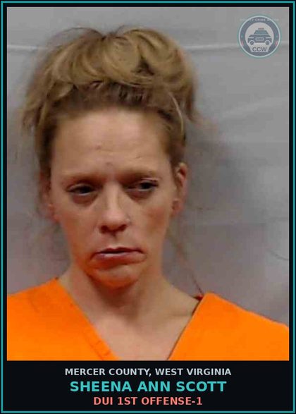 CCW arrest card for Sheena Ann Scott in Mercer County: DUI 1ST OFFENSE-1
