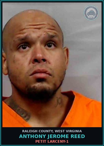 CCW arrest card for Anthony Jerome Reed in Raleigh County: PETIT LARCENY-1