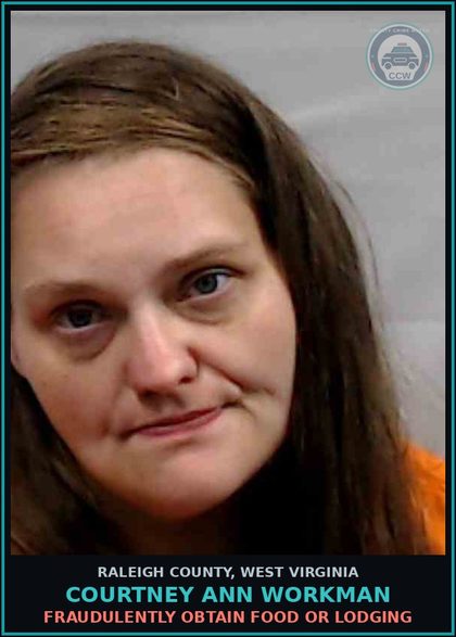 CCW arrest card for Courtney Ann Workman in Raleigh County: SHOPLIFTING-1