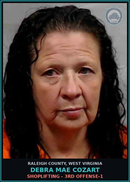 CCW arrest card for Debra Mae Cozart in Raleigh County: Shoplifting - 3rd Offense-1