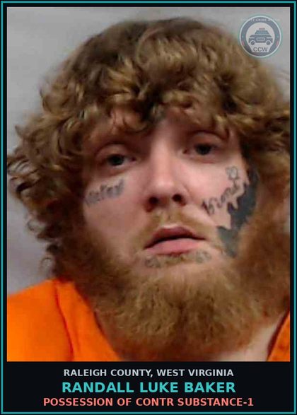 CCW arrest card for Randall Luke Baker in Raleigh County: Possession of contr substance-1