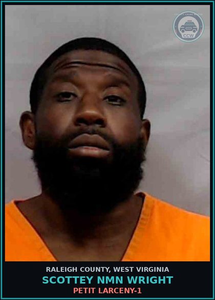 CCW arrest card for Scottey NMN Wright in Raleigh County: PETIT LARCENY-1