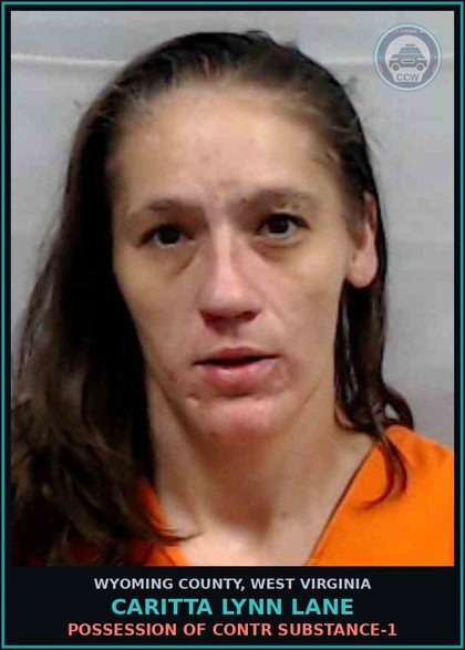 CCW arrest card for Caritta Lynn Lane in Wyoming County: Possession of contr substance-1