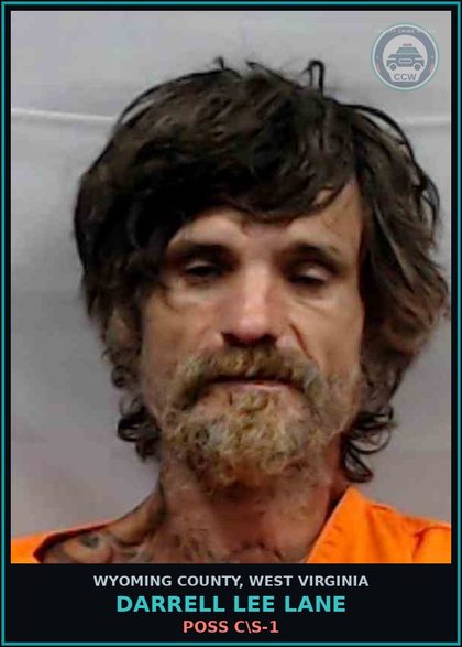 CCW arrest card for Darrell Lee Lane in Wyoming County: POSS C\S-1