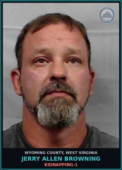 CCW arrest card for Jerry Allen Browning in Wyoming County: KIDNAPPING-1