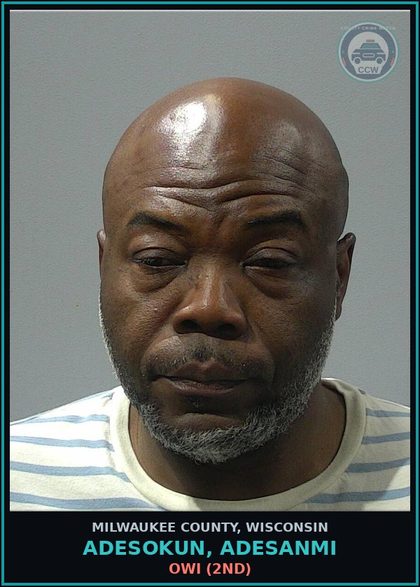 CCW arrest card for Adesokun, Adesanmi in Milwaukee County: OWI (2nd)