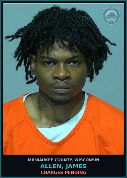 CCW arrest card for Allen, James in Milwaukee County: Charges Pending