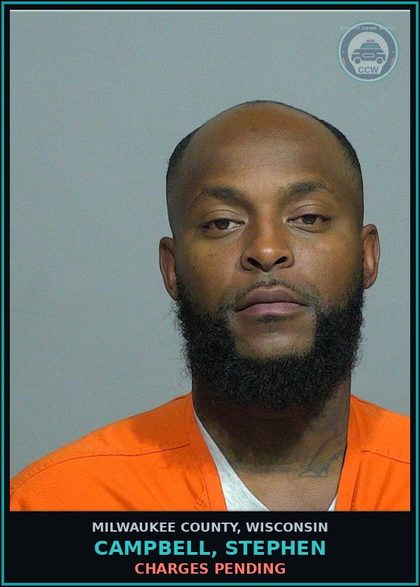CCW arrest card for Campbell, Stephen in Milwaukee County: Charges Pending