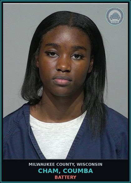 CCW arrest card for Cham, Coumba in Milwaukee County: Battery