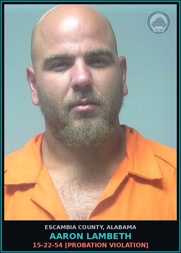 Booking mugshot of Aaron Lambeth in Escambia County