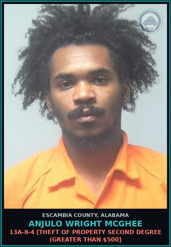 Booking mugshot of Anjulo Wright Mcghee in Escambia County