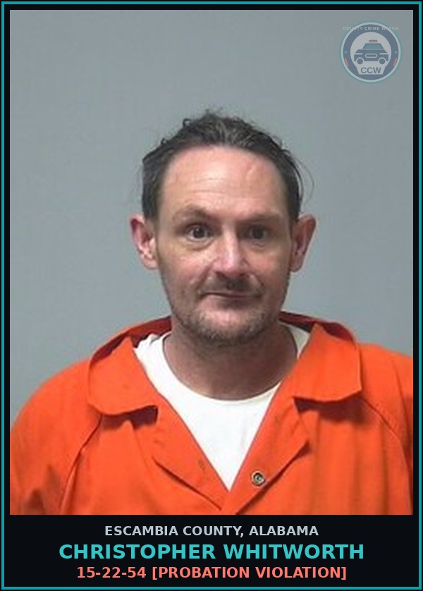 Booking mugshot of Christopher Whitworth in Escambia County