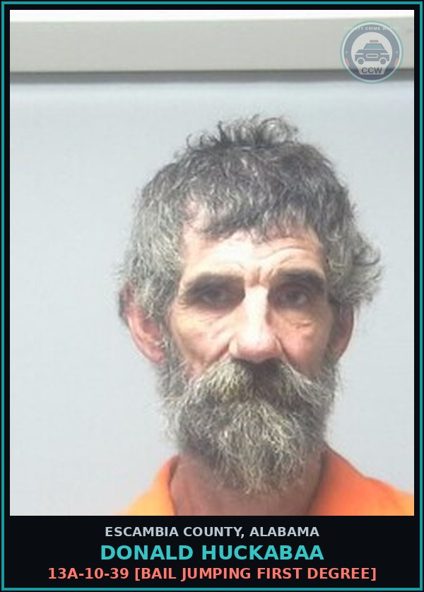 Booking mugshot of Donald Huckabaa in Escambia County