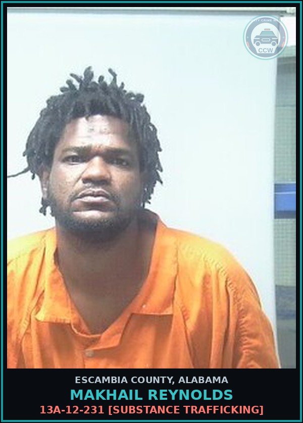 Booking mugshot of Makhail Reynolds in Escambia County