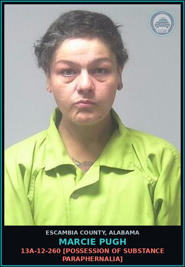 Booking mugshot of Marcie Pugh in Escambia County