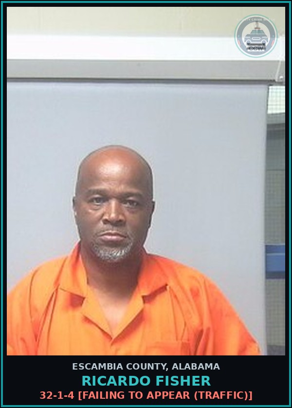 Booking mugshot of Ricardo Fisher in Escambia County