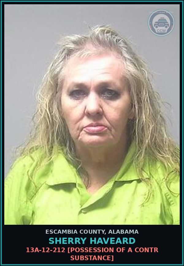 Booking mugshot of Sherry Haveard in Escambia County