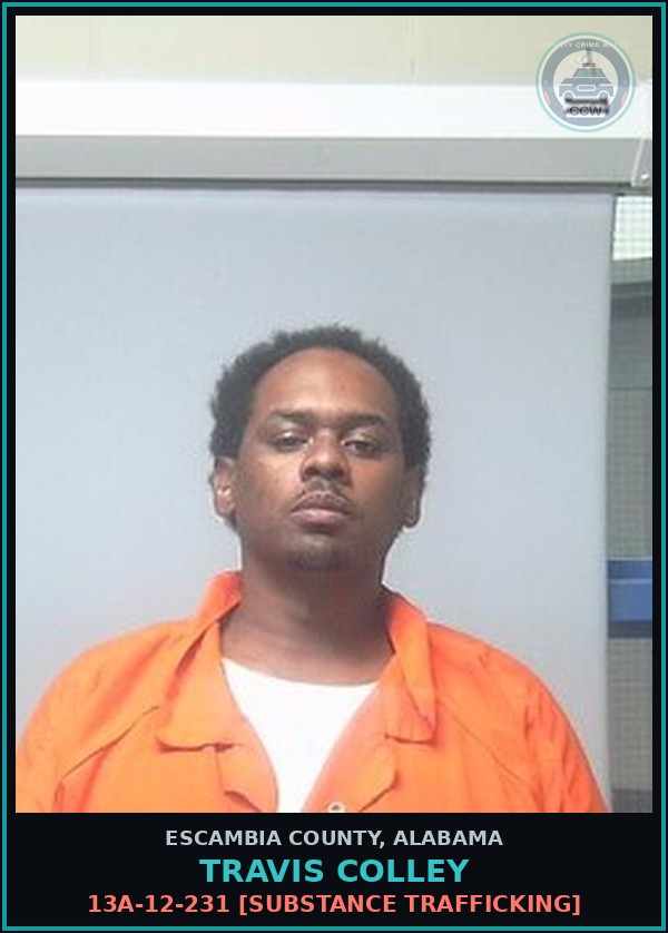 Booking mugshot of Travis Colley in Escambia County