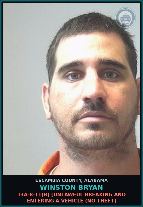 Booking mugshot of Winston Bryan in Escambia County