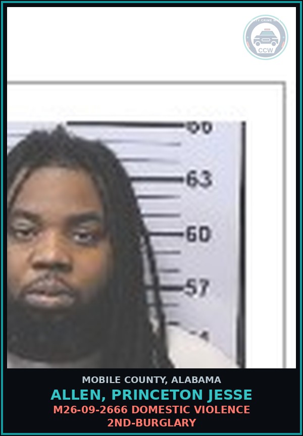 Booking mugshot of ALLEN, PRINCETON JESSE in Mobile County