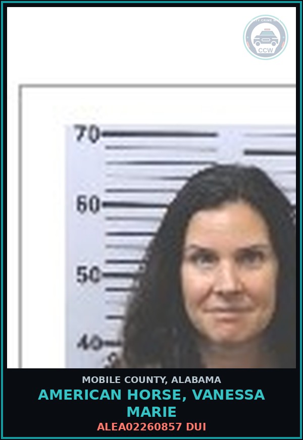 Booking mugshot of AMERICAN HORSE, VANESSA MARIE in Mobile County
