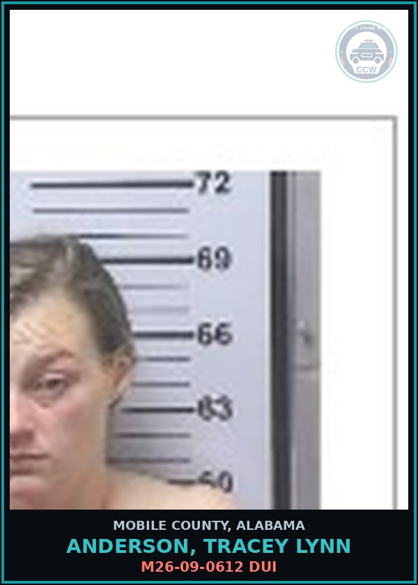 Booking mugshot of ANDERSON, TRACEY LYNN in Mobile County