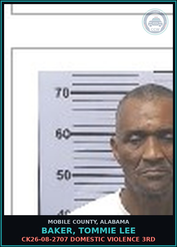 Booking mugshot of BAKER, TOMMIE LEE in Mobile County