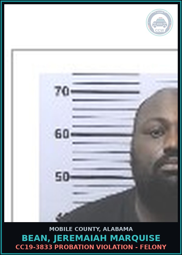 Booking mugshot of BEAN, JEREMAIAH MARQUISE in Mobile County