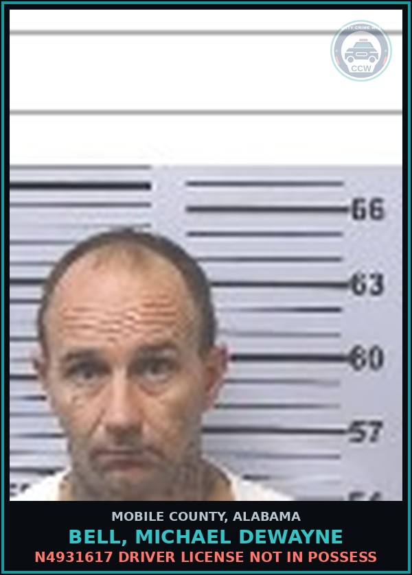 Booking mugshot of BELL, MICHAEL DEWAYNE in Mobile County