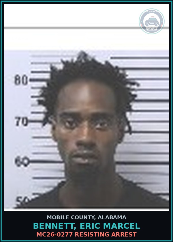 Booking mugshot of BENNETT, ERIC MARCEL in Mobile County
