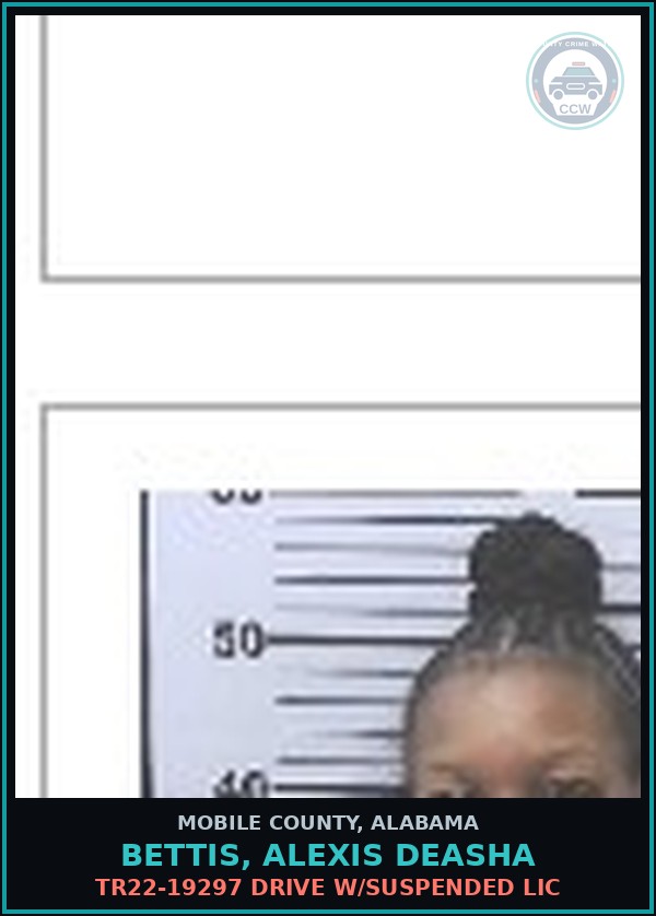 Booking mugshot of BETTIS, ALEXIS DEASHA in Mobile County