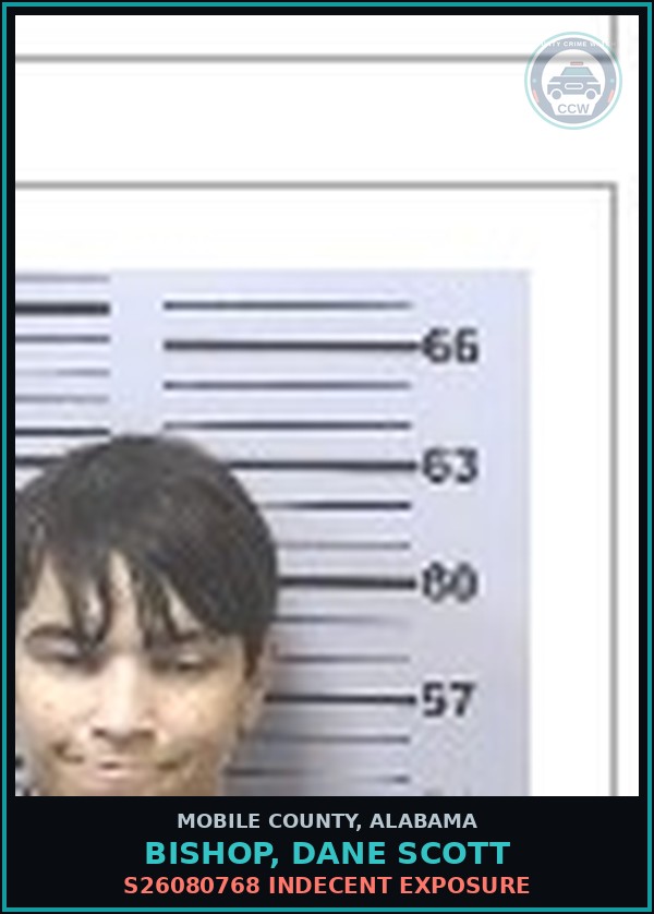 Booking mugshot of BISHOP, DANE SCOTT in Mobile County