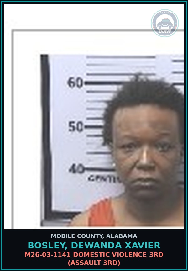 Booking mugshot of BOSLEY, DEWANDA XAVIER in Mobile County