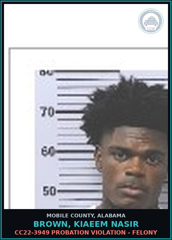 Booking mugshot of BROWN, KIAEEM NASIR in Mobile County