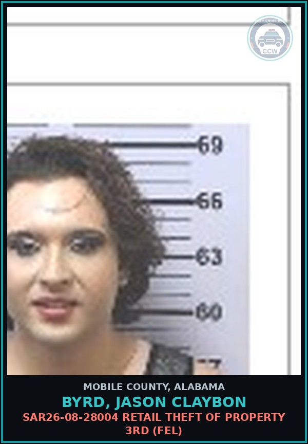 Booking mugshot of BYRD, JASON CLAYBON in Mobile County