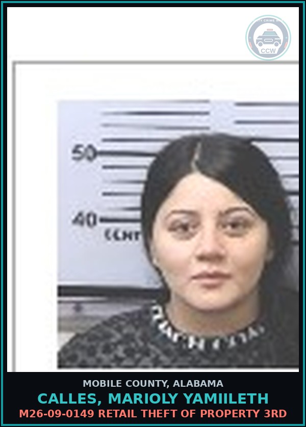 Booking mugshot of CALLES, MARIOLY YAMIILETH in Mobile County