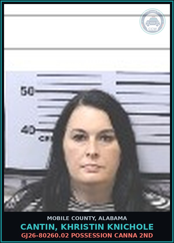 Booking mugshot of CANTIN, KHRISTIN KNICHOLE in Mobile County