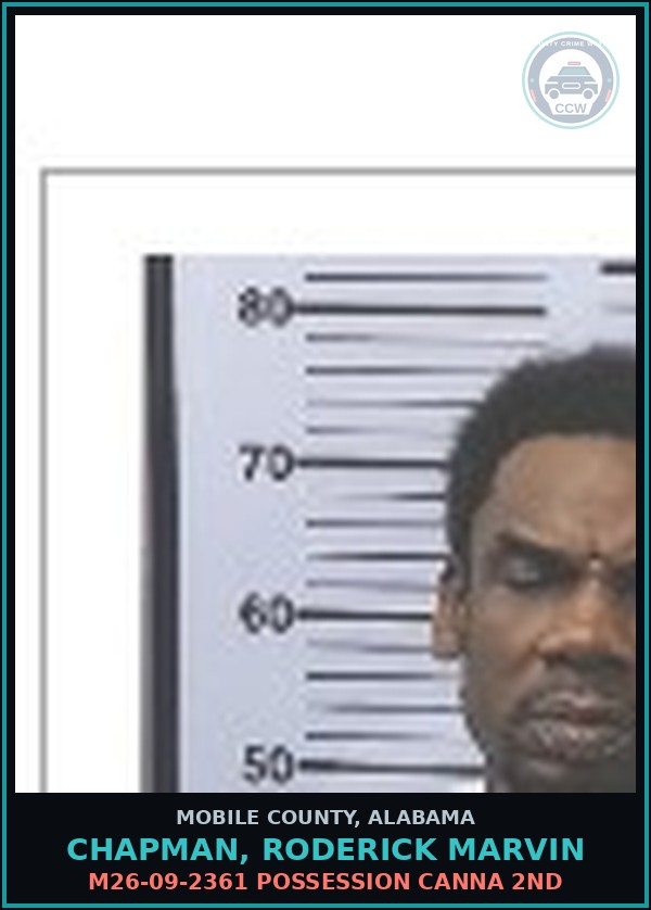 Booking mugshot of CHAPMAN, RODERICK MARVIN in Mobile County