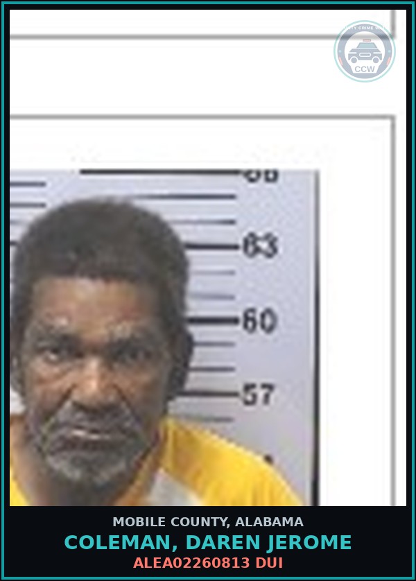 Booking mugshot of COLEMAN, DAREN JEROME in Mobile County
