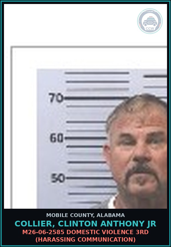 Booking mugshot of COLLIER, CLINTON ANTHONY JR in Mobile County