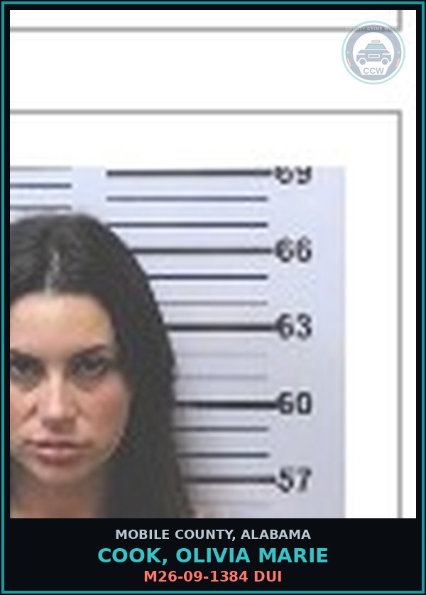 Booking mugshot of COOK, OLIVIA MARIE in Mobile County