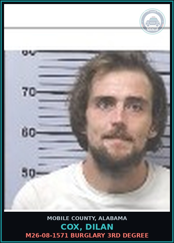 Booking mugshot of COX, DILAN in Mobile County