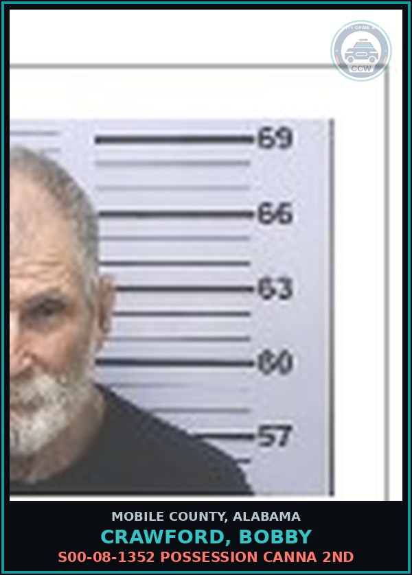 Booking mugshot of CRAWFORD, BOBBY in Mobile County