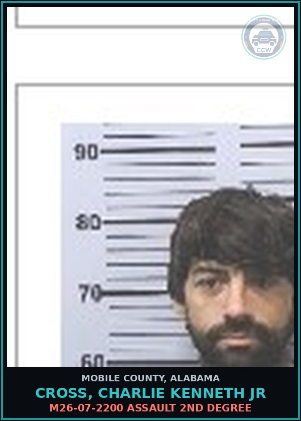 Booking mugshot of CROSS, CHARLIE KENNETH JR in Mobile County